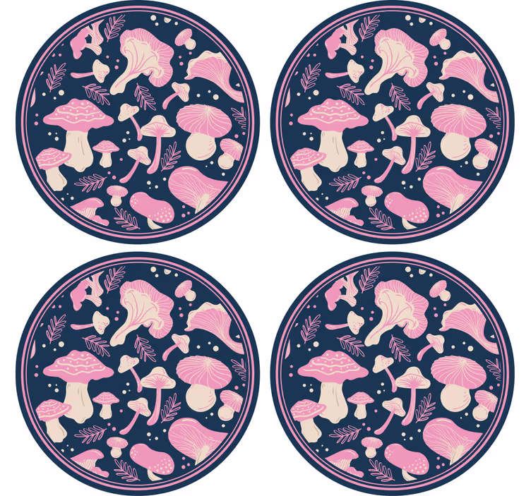Dessous de verre geek motifs de champignons fantaisistes - TenStickers