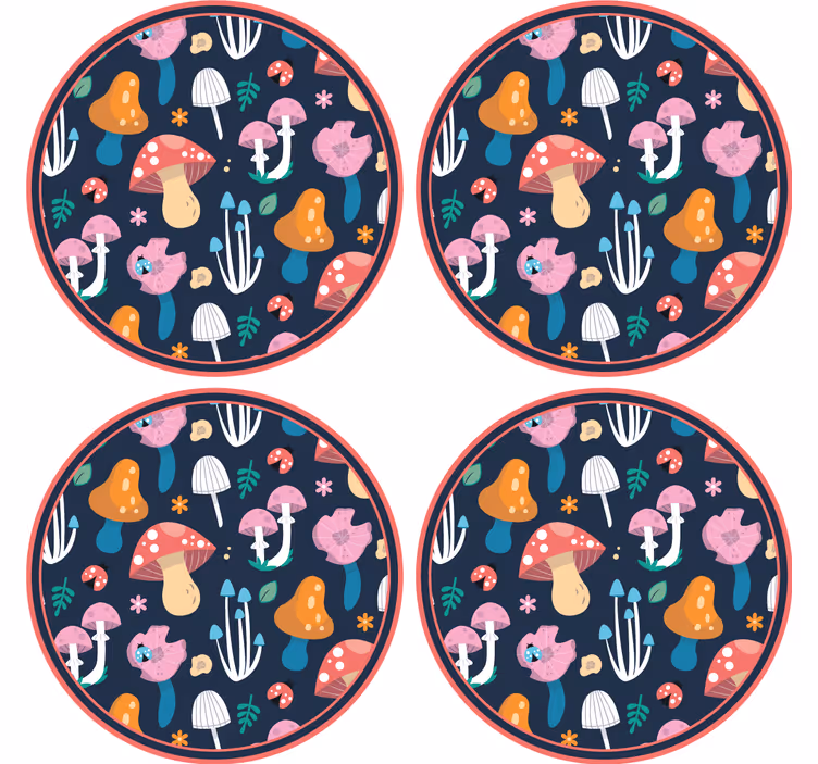 Dessous de verre geek motif de champignons vibrant - TenStickers