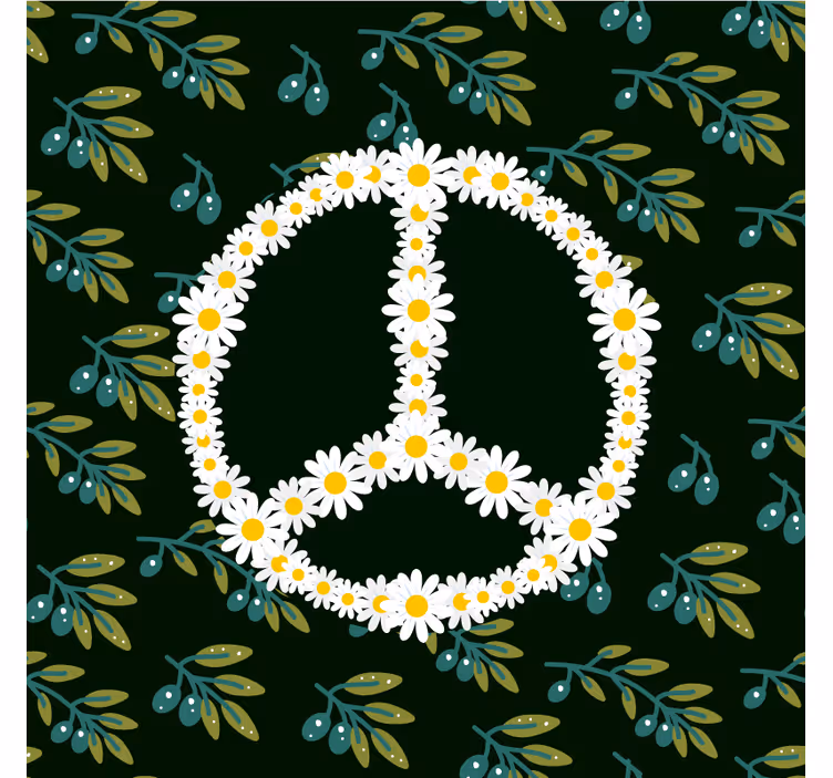 Dessous de verre geek symbole de paix floral - TenStickers