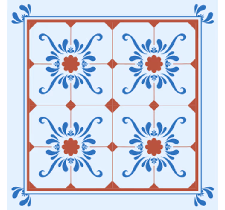 Dessous de verre carreaux motif floral décoratif - TenStickers