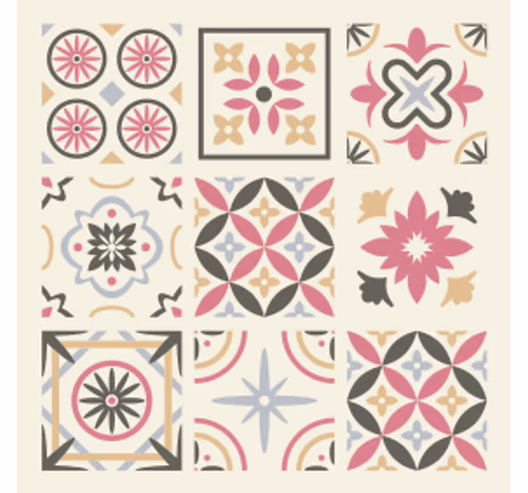 Dessous de verre carreaux élément floral géométrique - TenStickers