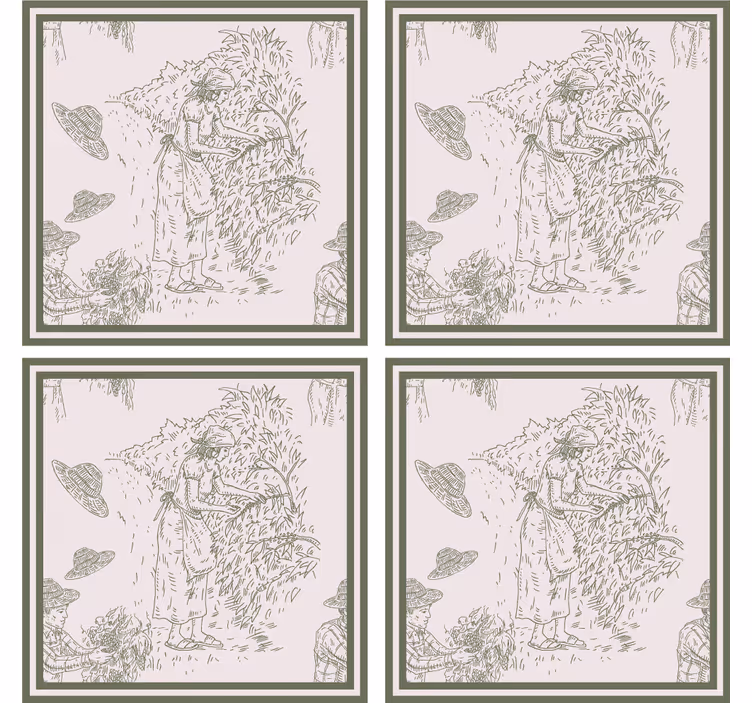 Sous -verre style français vintage motif vert - TenStickers
