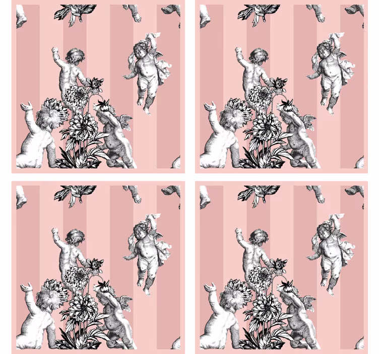 Dessous de verre vintage chérubins et motif floral - TenStickers