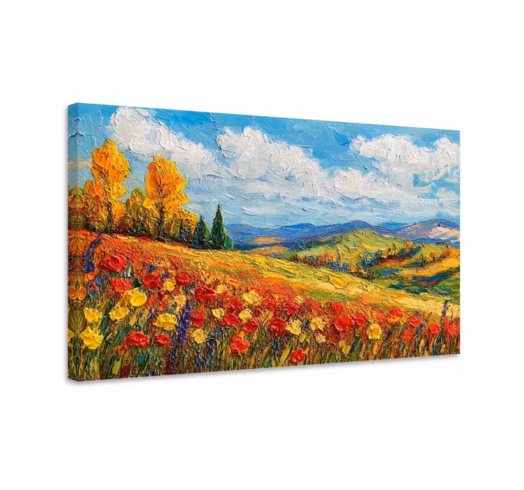 Tableau paysages champ coloré - TenStickers