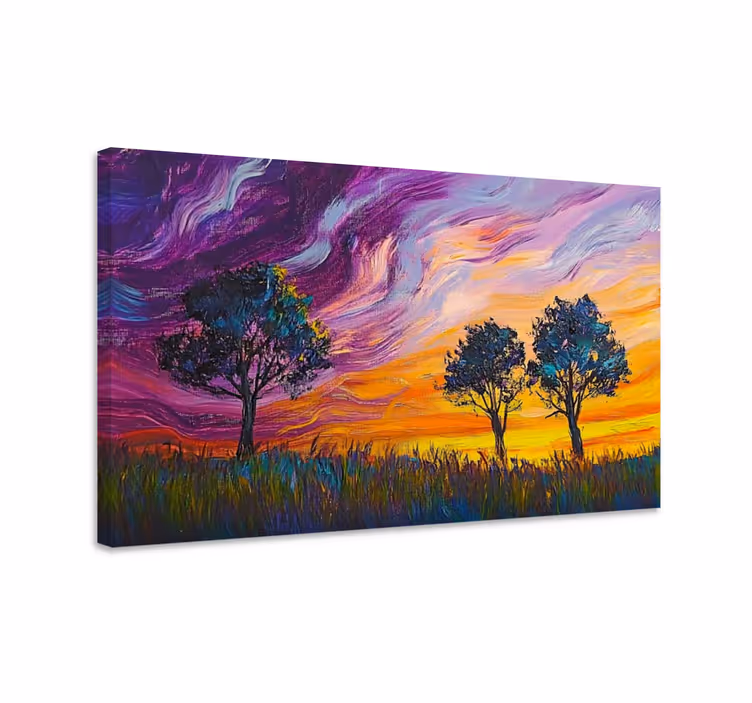Tableau paysages ciel et arbres colorés - TenStickers