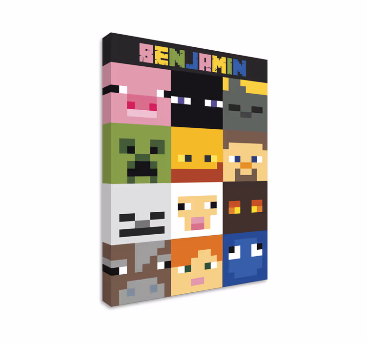 Tableau personnalisé visages pixelisés de jeu - TenStickers