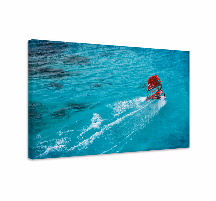 Tableau bleu surfeur sur l'eau - TenStickers