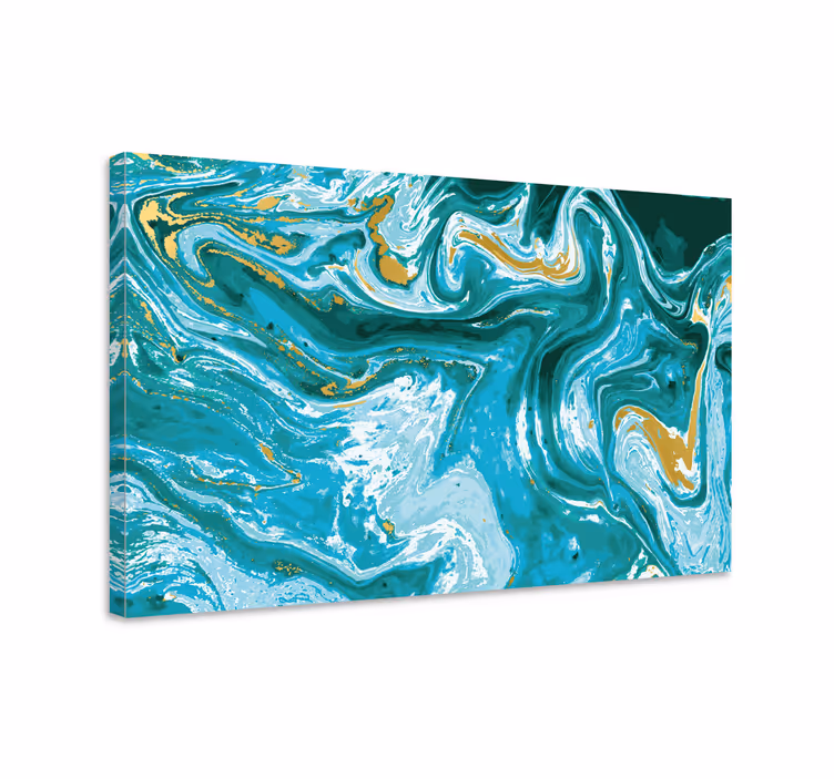 Tableau bleu effet marbre turquoise - TenStickers