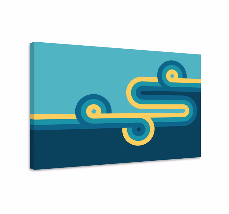 Tableau bleu forme irrégulière avec jaune - TenStickers