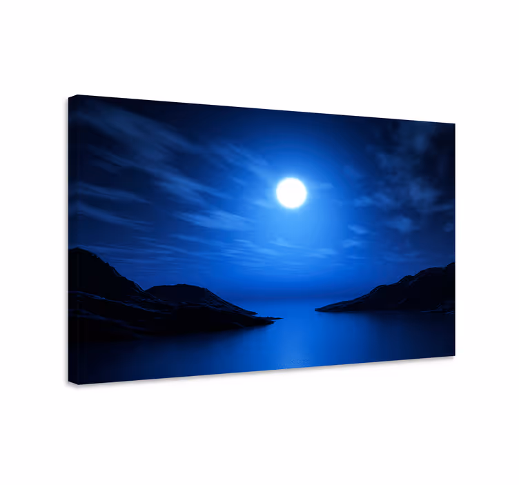Tableau bleu scène nocturne lunaire - TenStickers