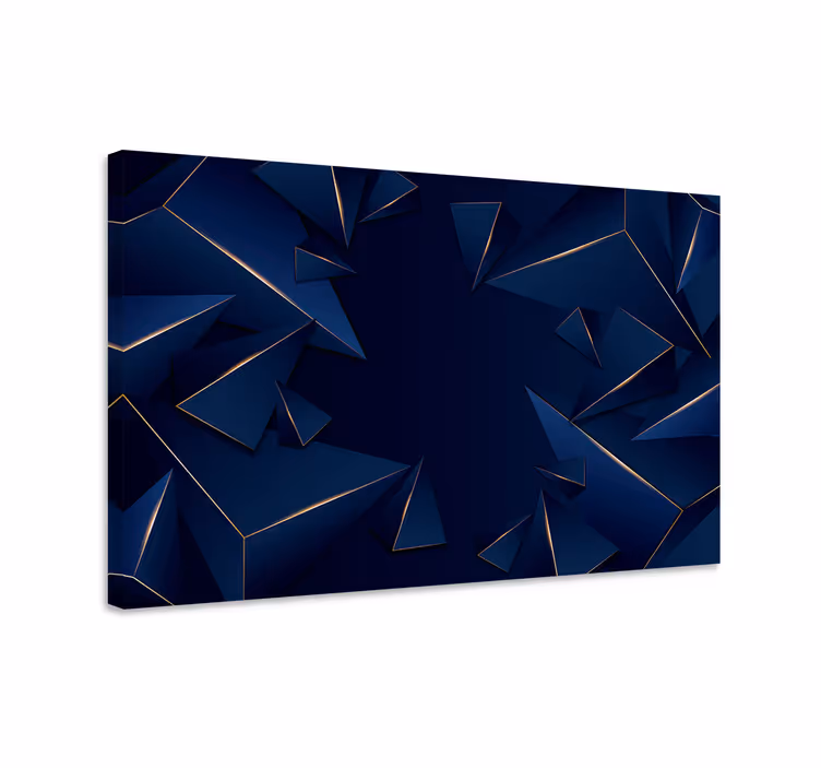 Tableau bleu motif géométrique bleu et or - TenStickers