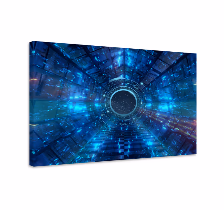Tableau bleu fond sci-fi géométrique bleu - TenStickers