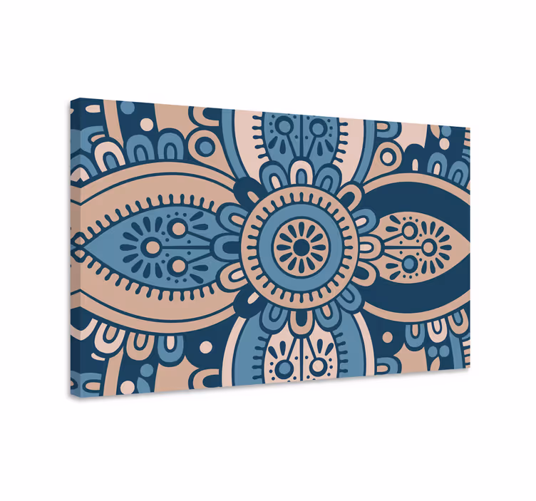 Tableau bleu mandala floral bleu - TenStickers