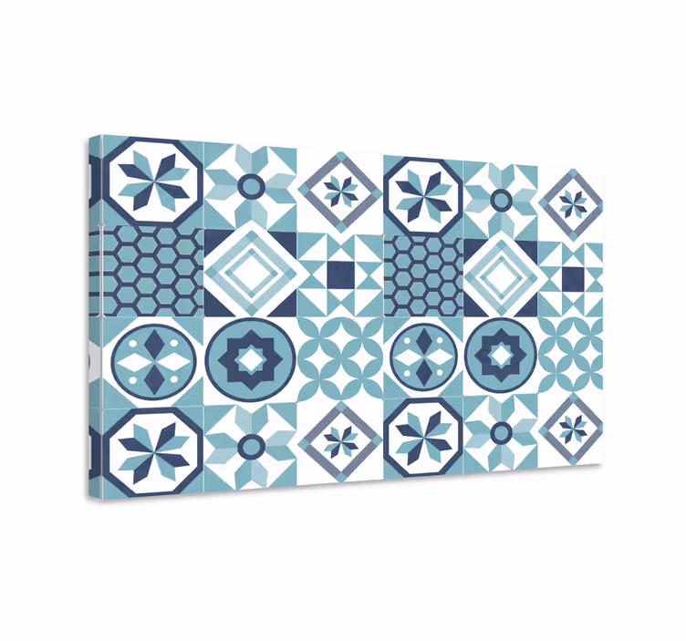 Tableau bleu ornements bleu foncé - TenStickers