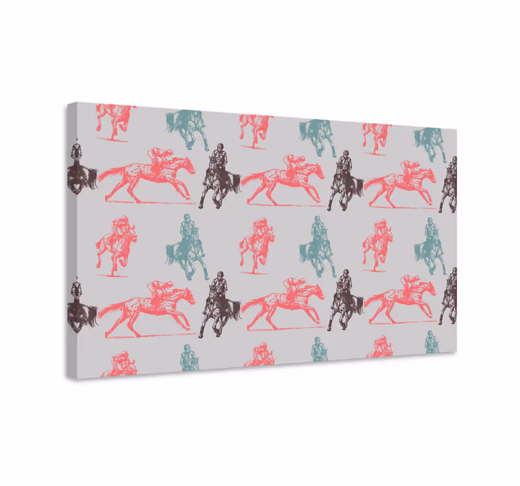 Tableau chevaux motif multicolore sur fond gris - TenStickers