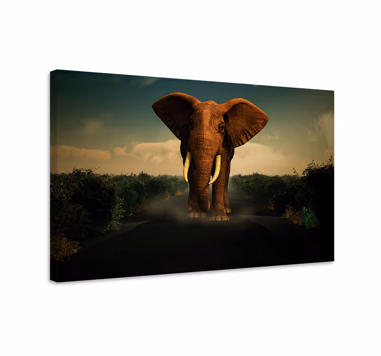 Tableau éléphants éléphant sur la route - TenStickers