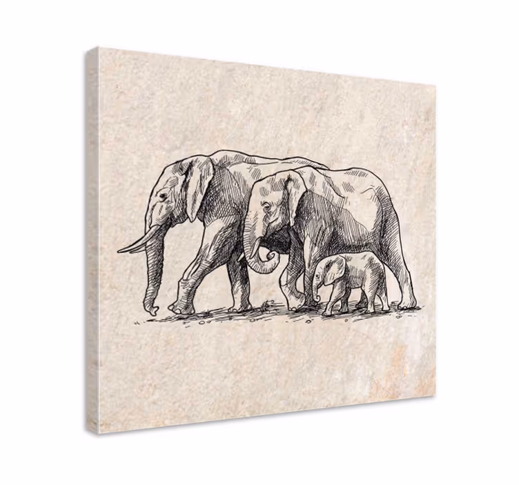 Tableau éléphants croquis d'éléphants - TenStickers