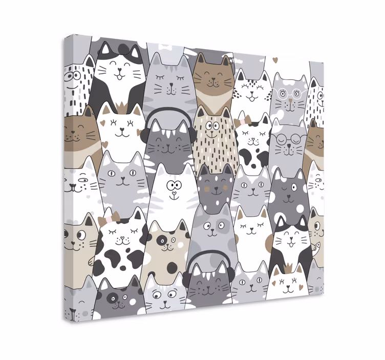 Tableau chat chats de dessin animé - TenStickers