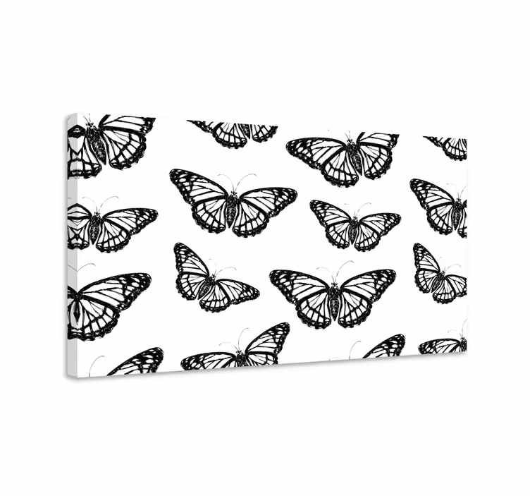 Tableau papillons ailes noires et blanches - TenStickers