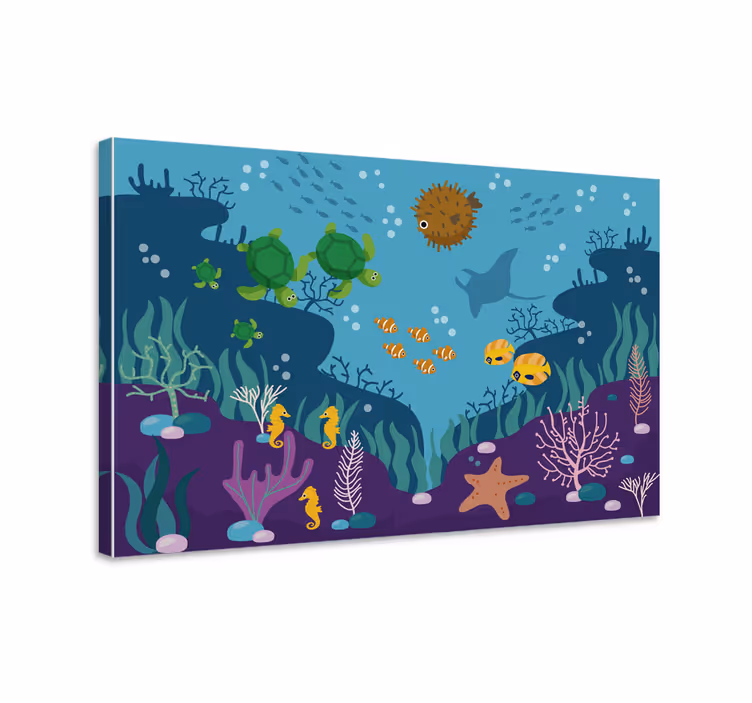 Tableau poissons décoratif pour enfants sous la mer - TenStickers