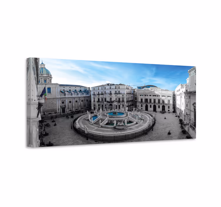Tableau villes et pays place de la fontaine de palerme - TenStickers