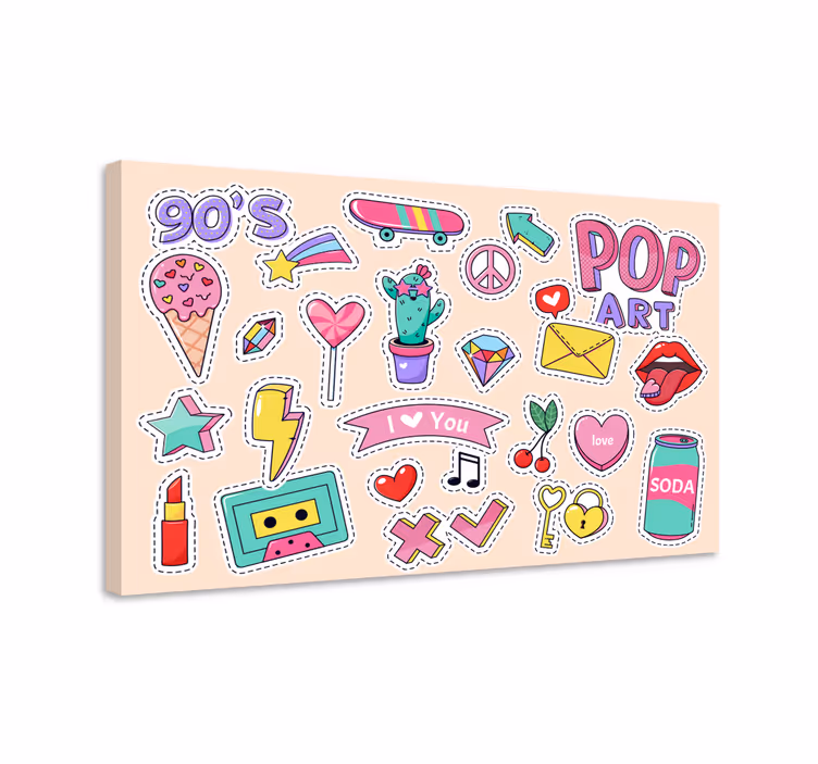 Tableau abstrait pop rétro stickers - TenStickers