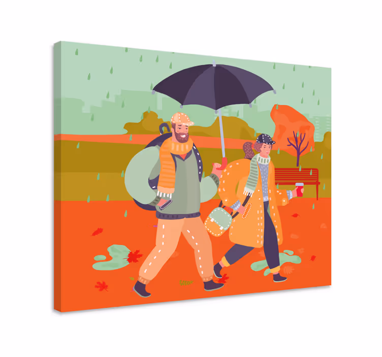 Tableau personnage couple marchant ensemble - TenStickers