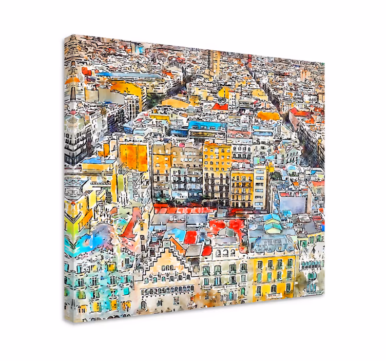 Tableau villes et pays paysage urbain vivant - TenStickers