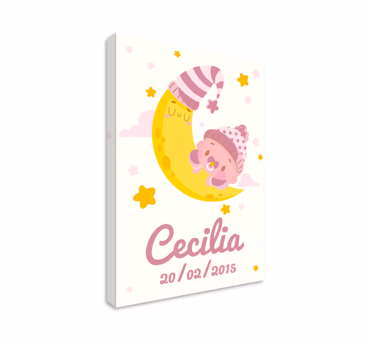 Tableau bébé Étreinte de la lune heureuse - TenStickers