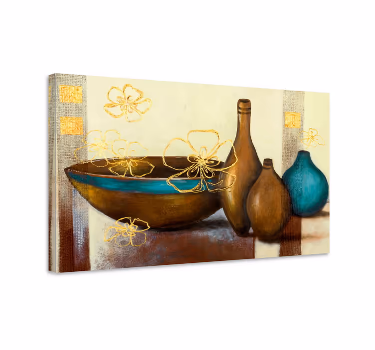 Tableau Bodegones marrón y turquesa - TenStickers