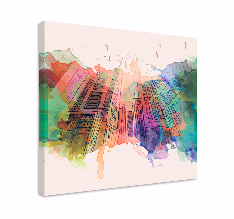 Tableau villes et pays skyline urbaine abstraite - TenStickers