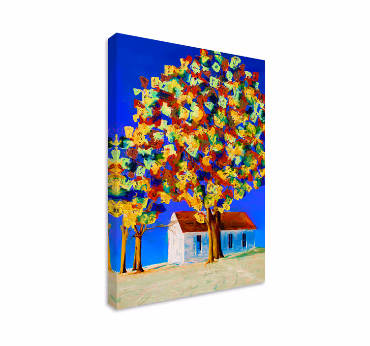 Tableau paysages canopée d'arbres colorée - TenStickers