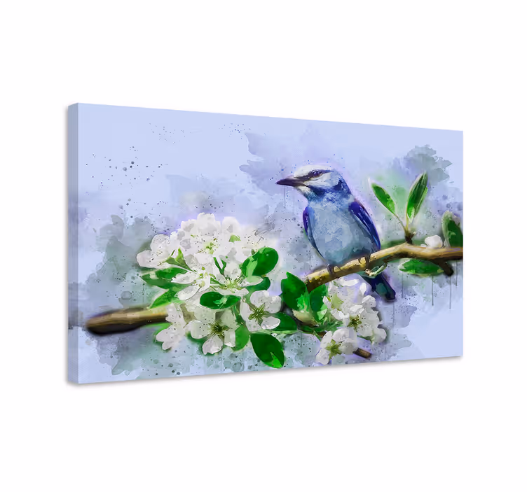 Tableau oiseaux sur fleurs en fleurs - TenStickers