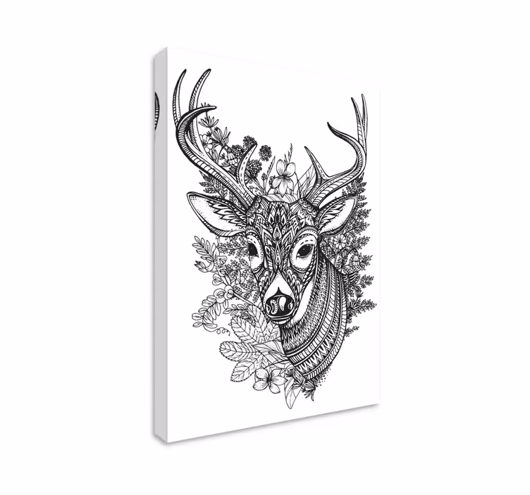 Tableau cerf Cornes de cerf avec des fleurs - TenStickers