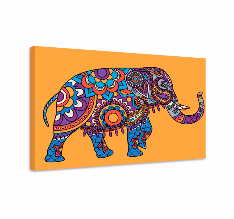 Tableau éléphant style mandala multicolore - TenStickers
