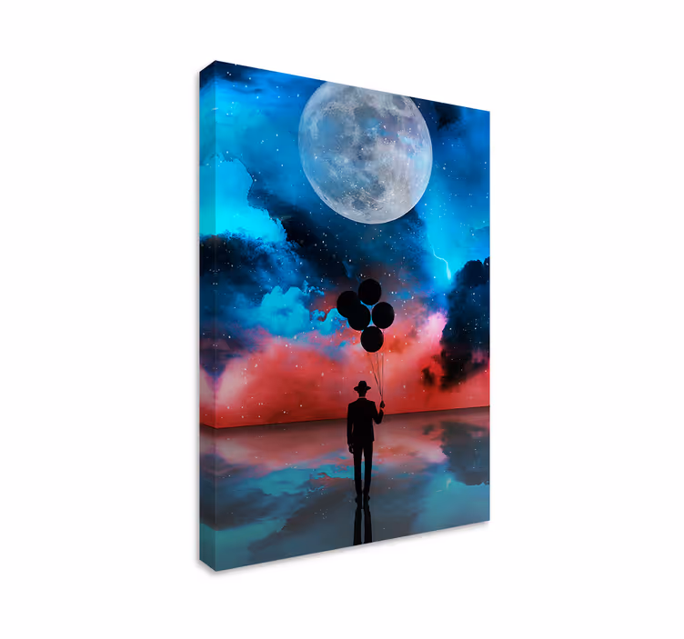 Tableau abstrait ballons silhouettes mystérieuses - TenStickers