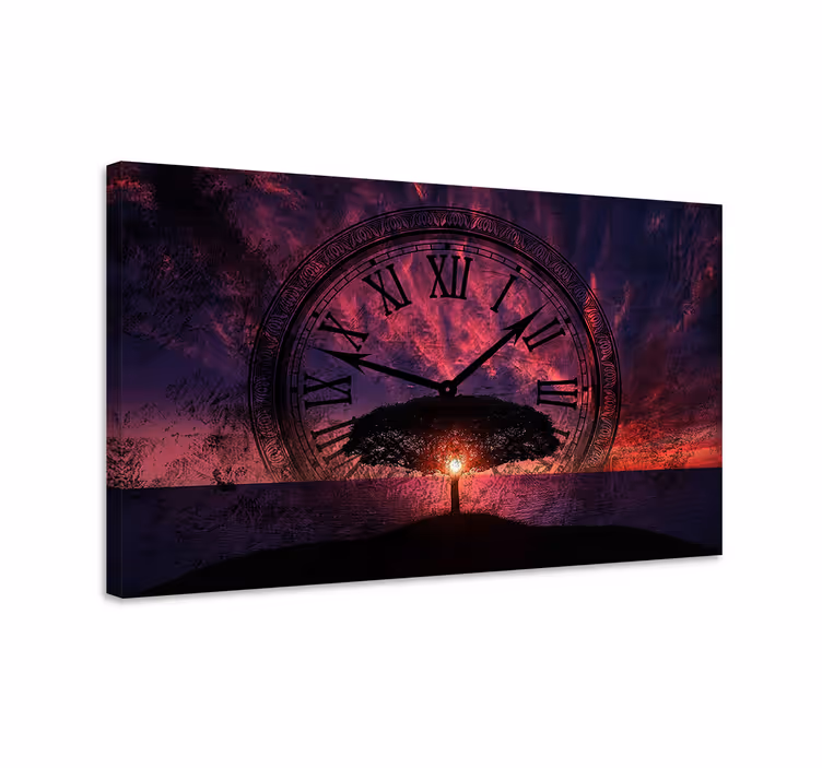 Tableau abstrait arbre intemporel au coucher de soleil - TenStickers