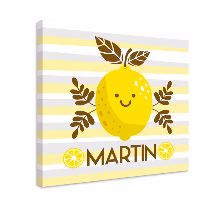 Tableau fruits Émblem de citron sourire - TenStickers