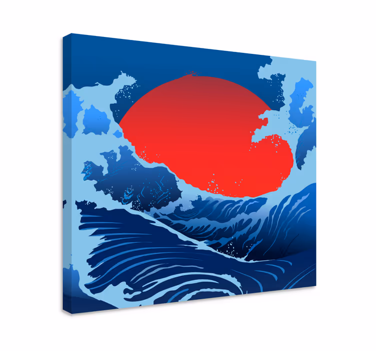 Tableau paysages vagues du soleil rouge - TenStickers