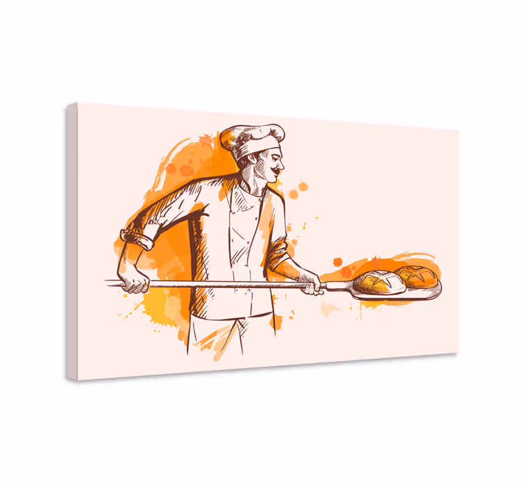Tableau fruits boulanger tenant du pain - TenStickers