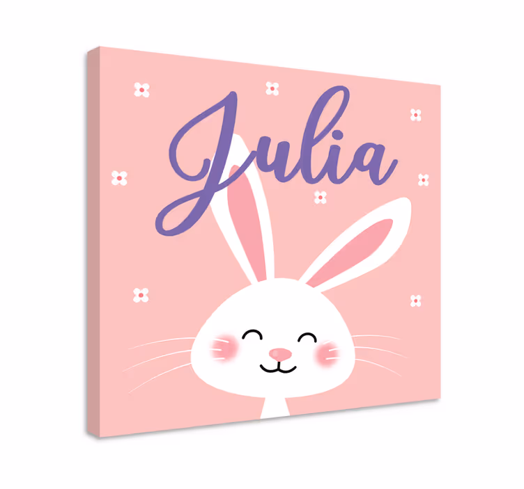 Tableau bébé personnage de lapin heureux - TenStickers