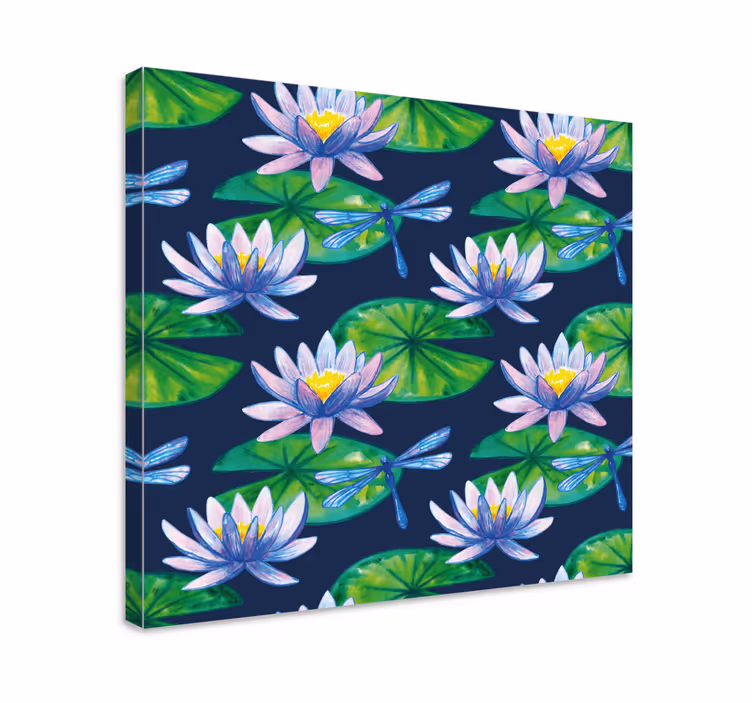 Tableau fleurs et plantes fleurs de lotus et libellules - TenStickers