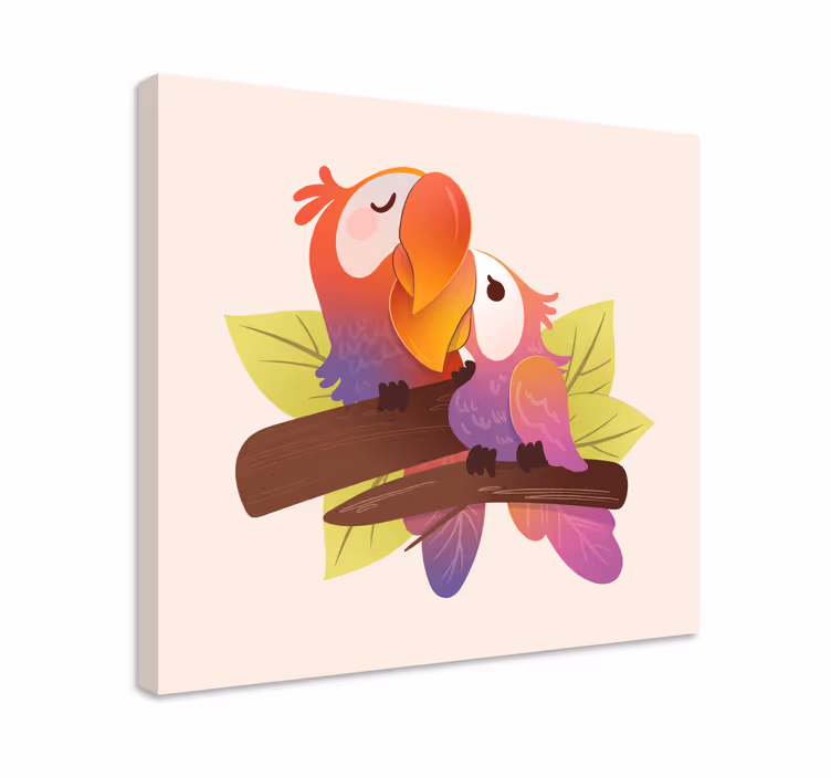 Tableau chat étreinte des perroquets affectueux - TenStickers