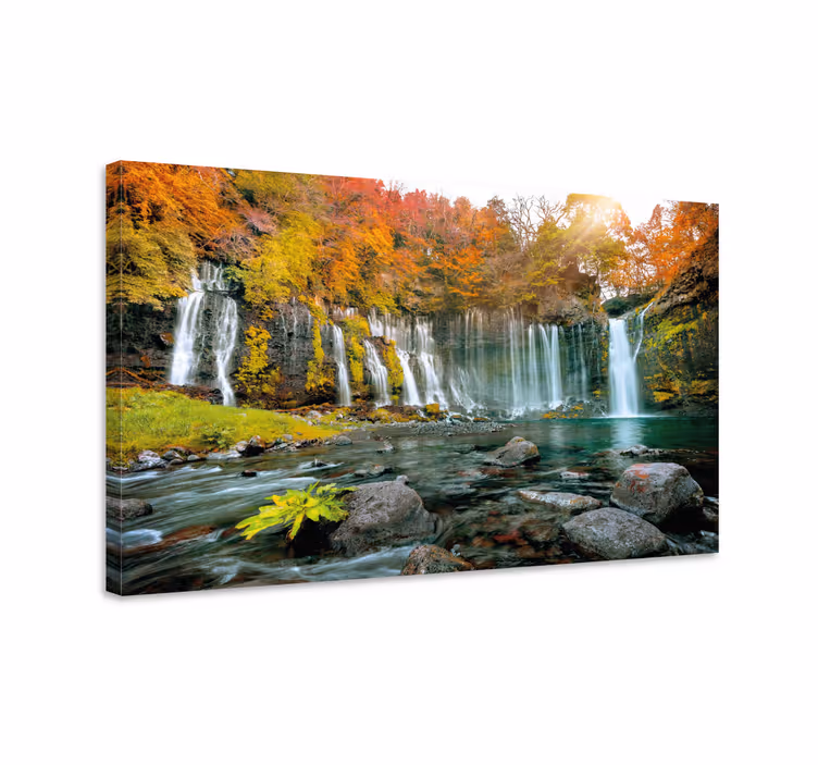 Tableau paysages scène de chute d'eau automnale - TenStickers
