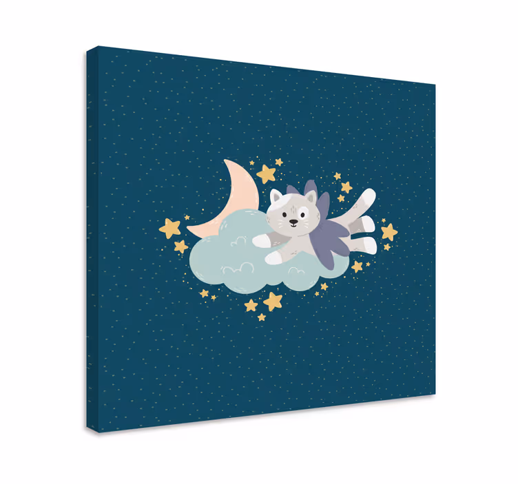 Tableau chat rêve de chat volant - TenStickers