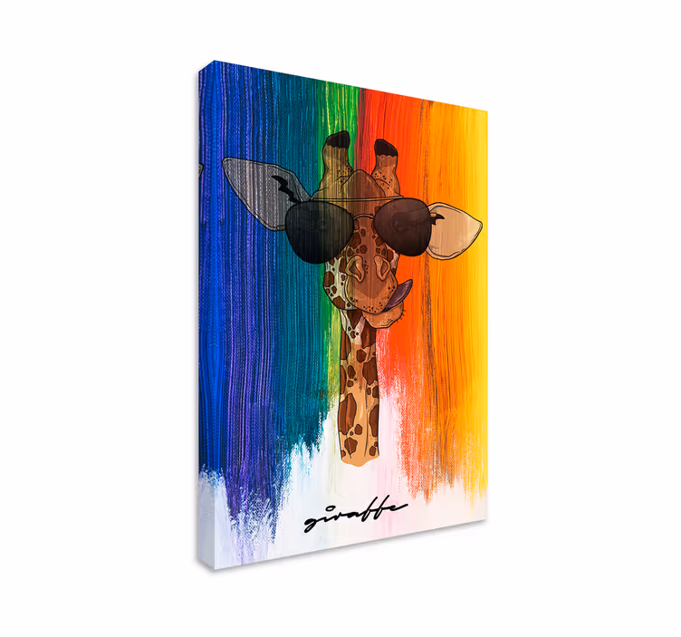 Tableau animal Girafe arc-en-ciel - TenStickers