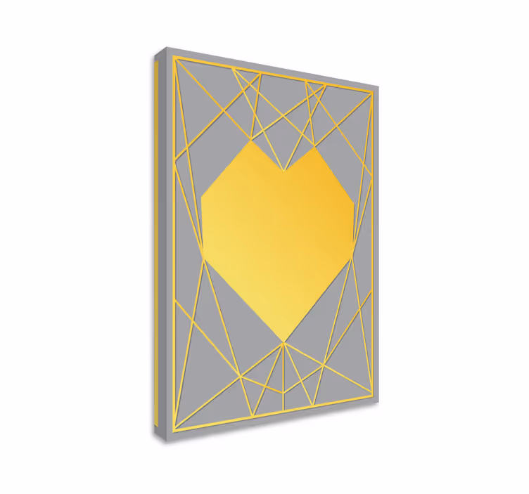 Tableau géométrique cœur jaune - TenStickers