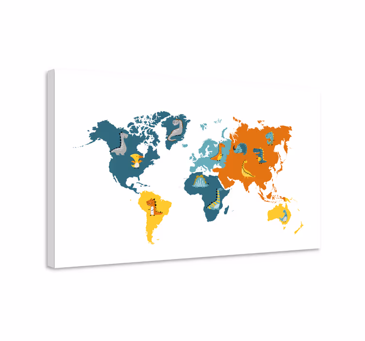 Tableau carte du monde carte des animaux interactive - TenStickers