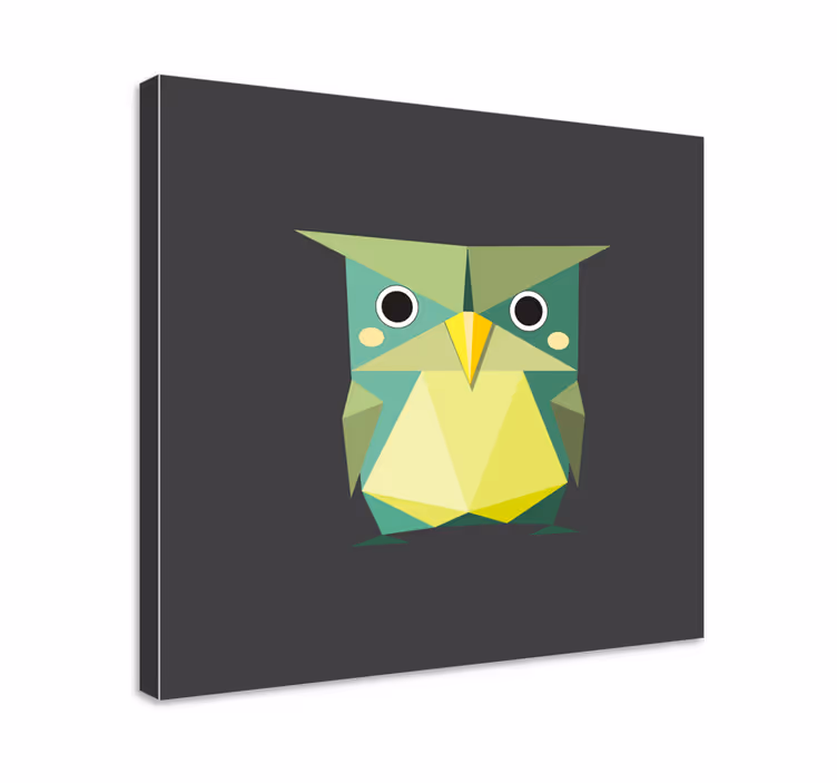 Tableau animaux hibou vert géométrique - TenStickers