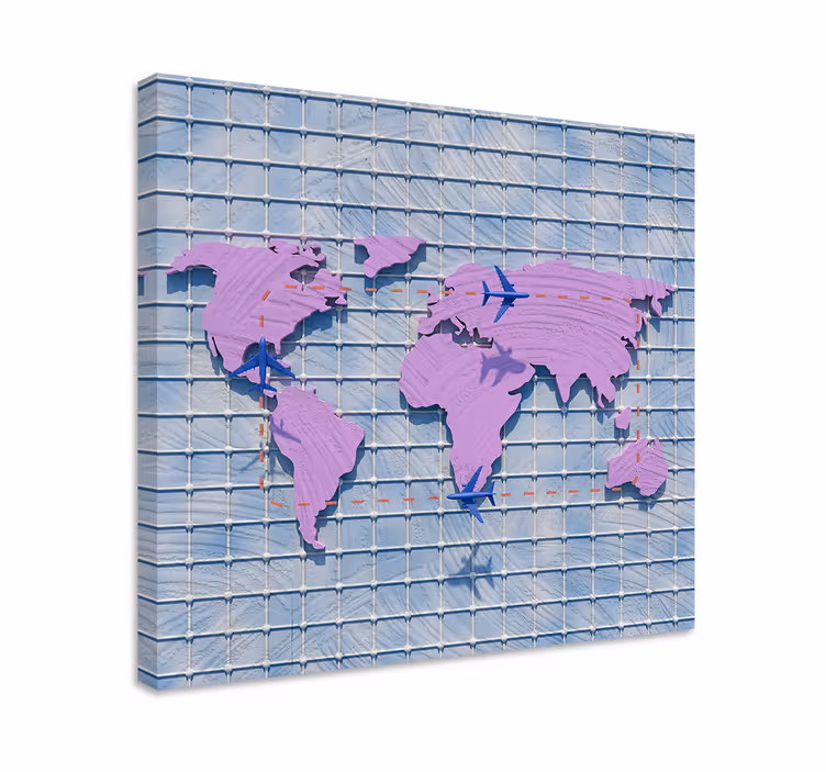 Tableau mappemonde carte mondiale stylisée - TenStickers